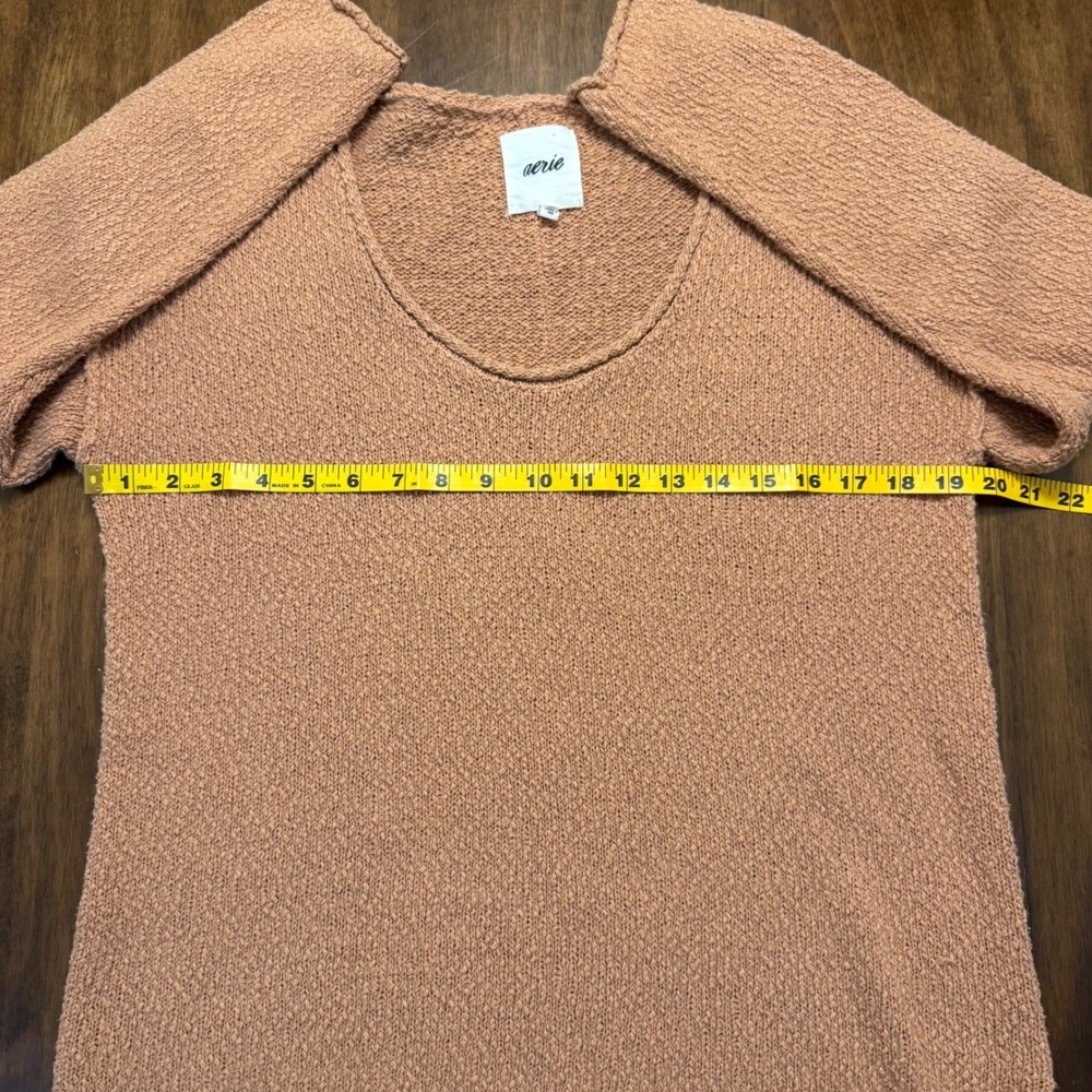 Aerie Womens Textured Scoop Neck Oversized Pullover Sweater Peach Cozy XS - Picture 5 of 7